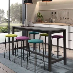 Nantes Tabouret snack de cuisine sans dossier en métal et simili