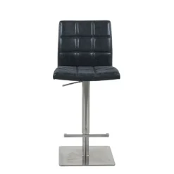 NantesTabouret ajustable en hauteur coque matelassée et structure en acier brossé