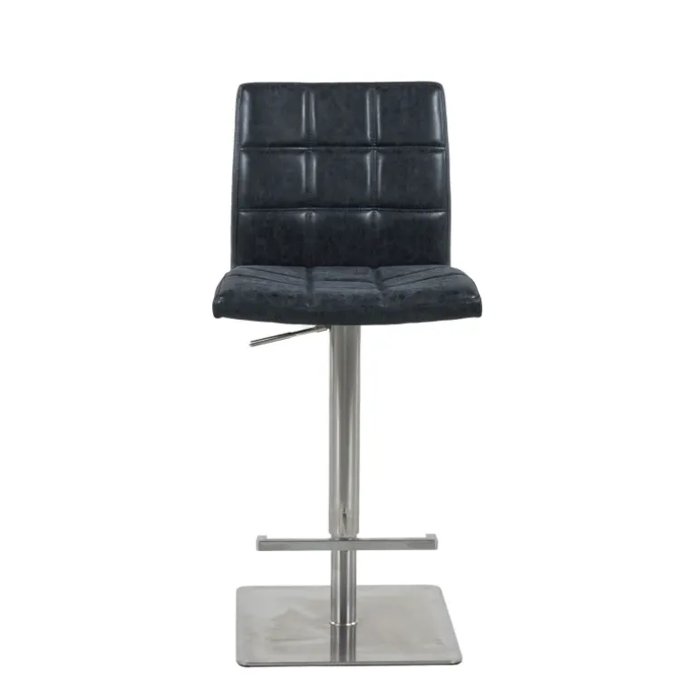 NantesTabouret ajustable en hauteur coque matelassée et structure en acier brossé