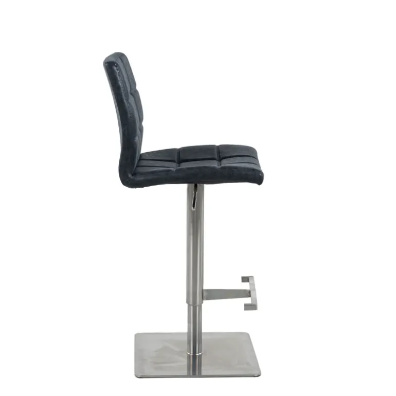 NantesTabouret ajustable en hauteur coque matelassée et structure en acier brossé