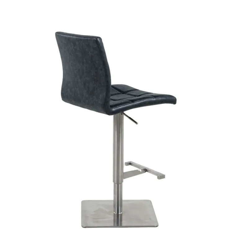 NantesTabouret ajustable en hauteur coque matelassée et structure en acier brossé