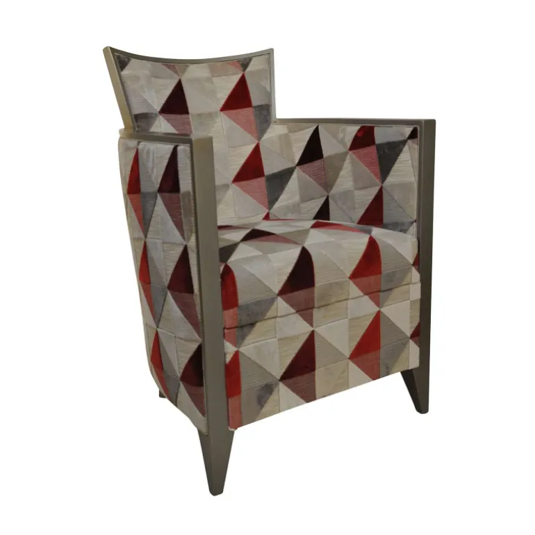 Nathan Fauteuil art déco fabriqué en France en tissu et bois massif