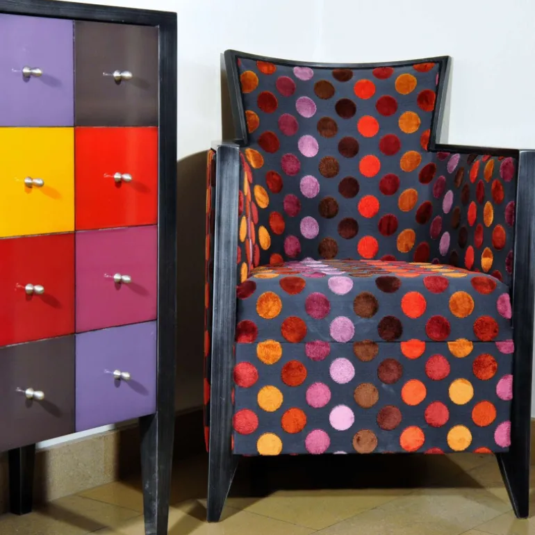 Nathan Fauteuil art déco fabriqué en France en tissu et bois massif