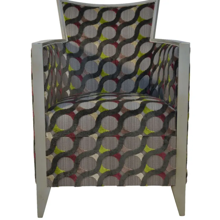 Nathan Fauteuil art déco fabriqué en France en tissu et bois massif