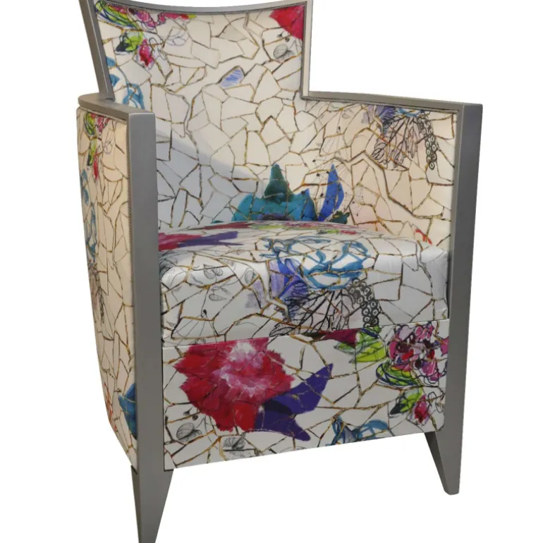 Nathan Fauteuil art déco fabriqué en France en tissu et bois massif