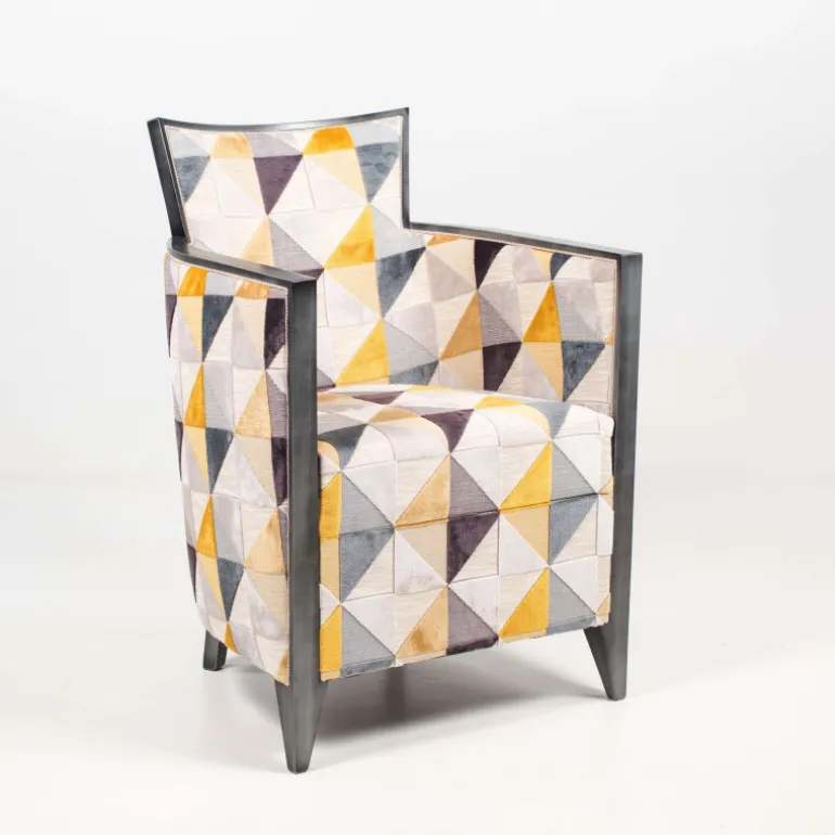 Nathan Fauteuil art déco fabriqué en France en tissu et bois massif