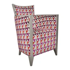 Nathan Fauteuil art déco fabriqué en France en tissu et bois massif