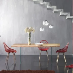 Nemesi 13.05 Table design rectangulaire en bois avec pieds en verre