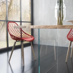 Nemesi 13.05 Table design rectangulaire en bois avec pieds en verre