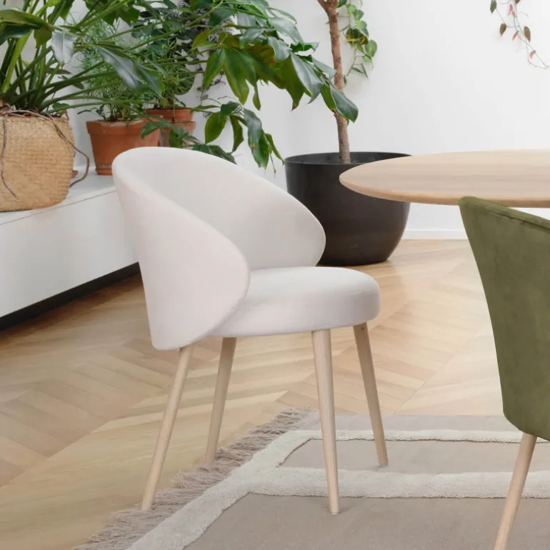 Neo Mobitec ® Fauteuil cosy confortable en tissu et pieds bois