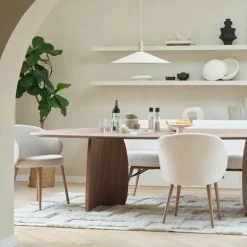 Neo Mobitec ® Fauteuil cosy confortable en tissu et pieds bois