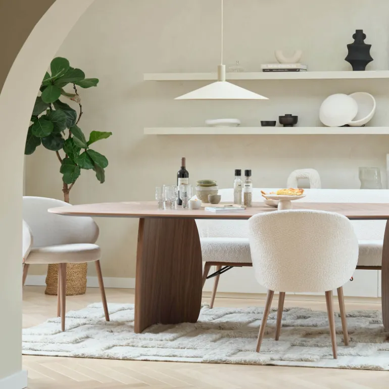 Neo Mobitec ® Fauteuil cosy confortable en tissu et pieds bois