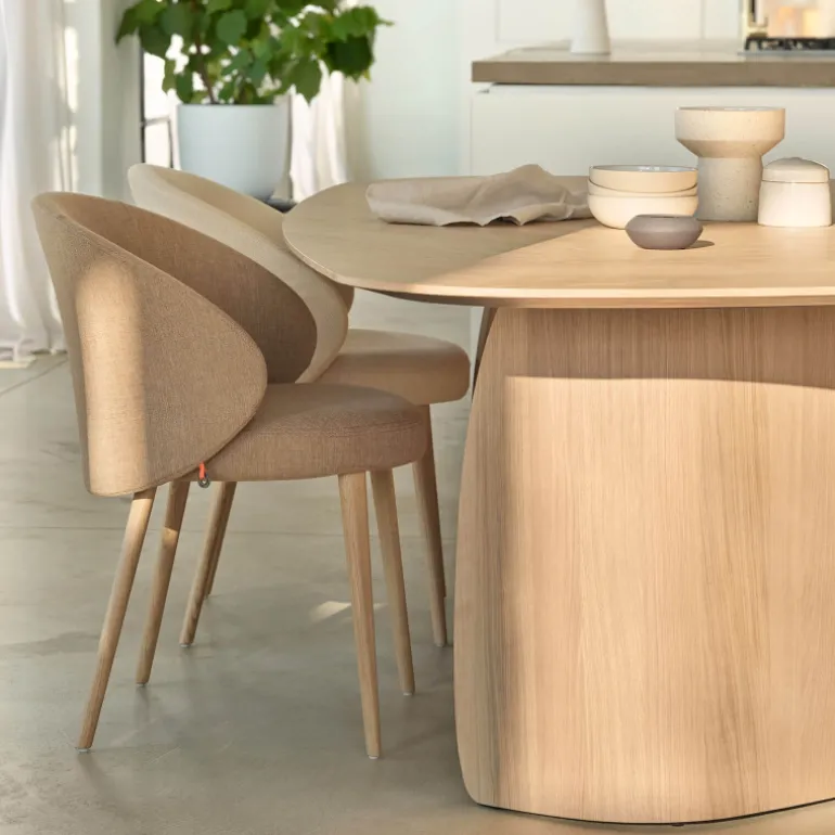 Neo Mobitec ® Fauteuil cosy confortable en tissu et pieds bois