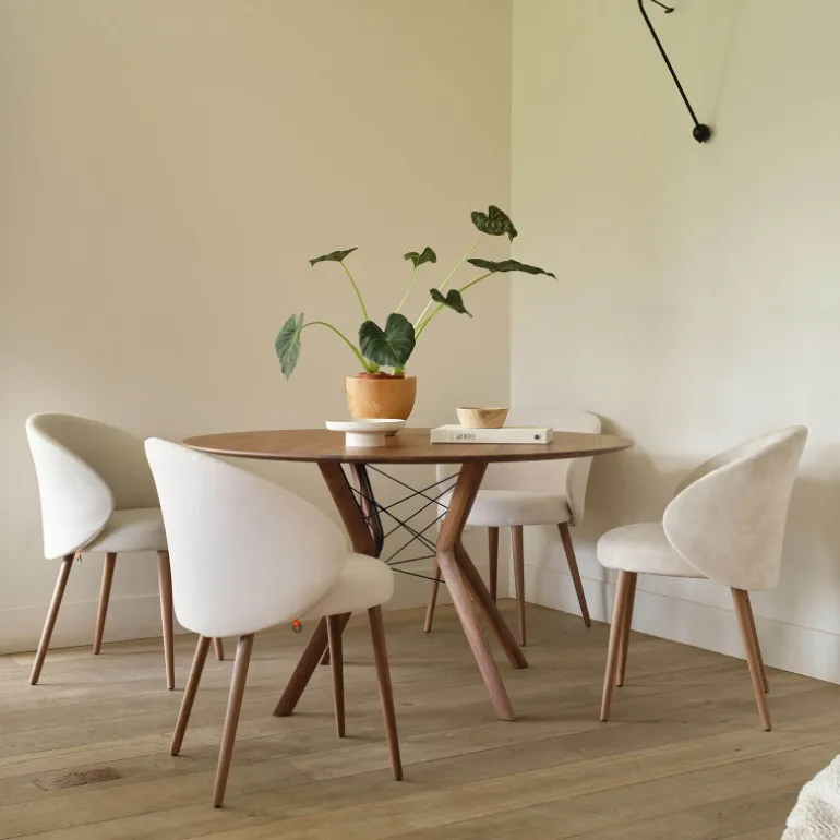 Neo Mobitec ® Fauteuil cosy confortable en tissu et pieds bois