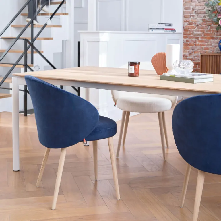 Neo Mobitec ® Fauteuil cosy confortable en tissu et pieds bois