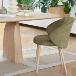 Neo Mobitec ® Fauteuil cosy confortable en tissu et pieds bois