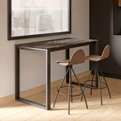 Neox Table snack en céramique avec pieds forme traineau en métal faible profondeur