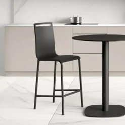 Nera Tabouret snack en métal et bois hauteur 65 cm