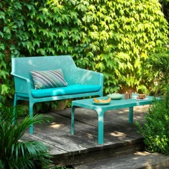 Net Table basse de jardin moderne avec plateau micro perforé 100 x 60 cm