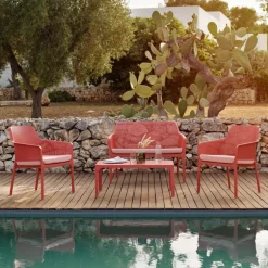 Net Table basse de jardin moderne avec plateau micro perforé 100 x 60 cm