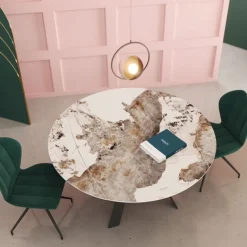 New AustinTable moderne en céramique extensible avec pieds en métal noir