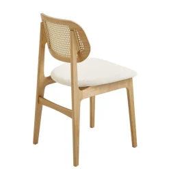 NinaChaise en bois avec dossier en cannage et assise tissu
