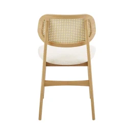 NinaChaise en bois avec dossier en cannage et assise tissu