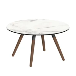 Nuba mini Table basse ronde en céramique avec pieds en bois