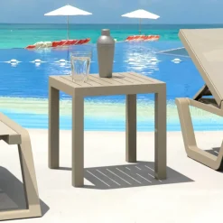Ocean Side Table basse d’appoint carrée en résine pour jardin