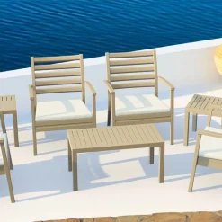 Ocean Table basse de jardin en résine rectangulaire