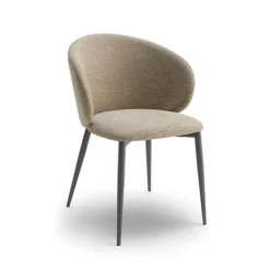 Odette Fauteuil moderne dossier incurvé en tissu pieds en métal