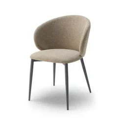 Odette Fauteuil moderne dossier incurvé en tissu pieds en métal