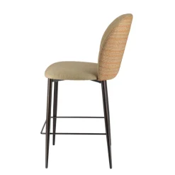 Odette Tabouret snack en tissu bicolore avec pieds en métal