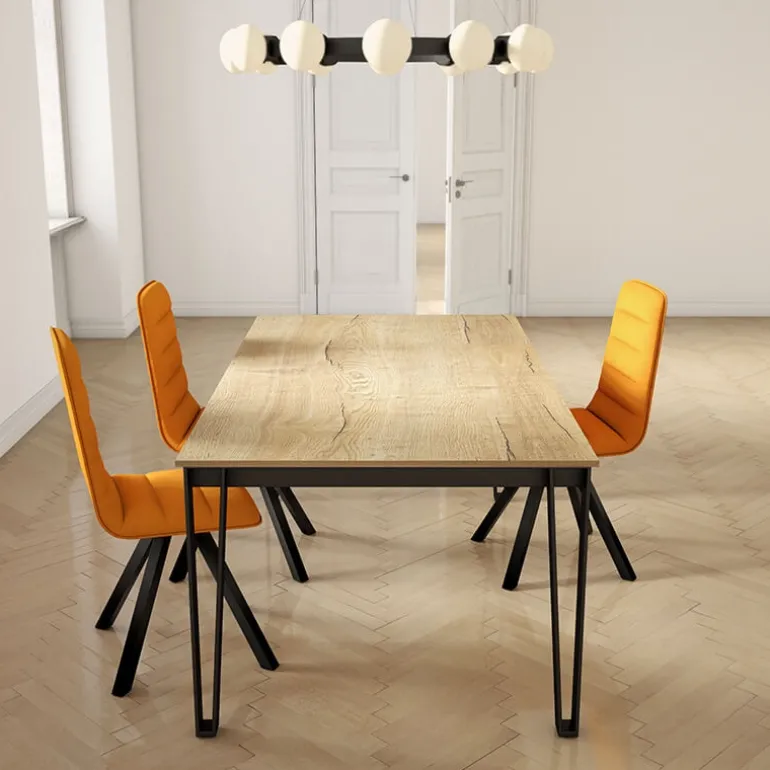 Okaso Table de salle à manger rectangulaire en stratifié pieds en épingle