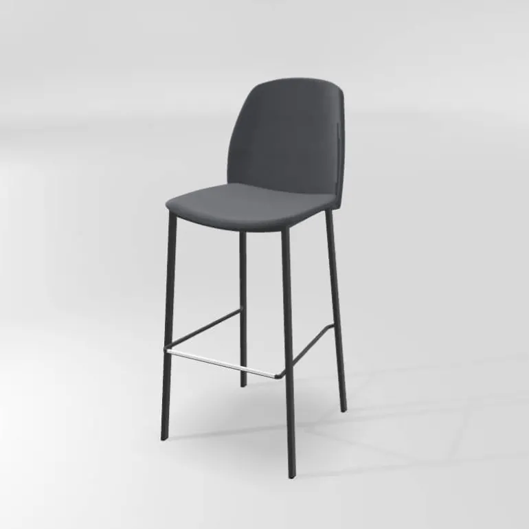 Olivia Tabouret de bar en tissu avec pieds métal