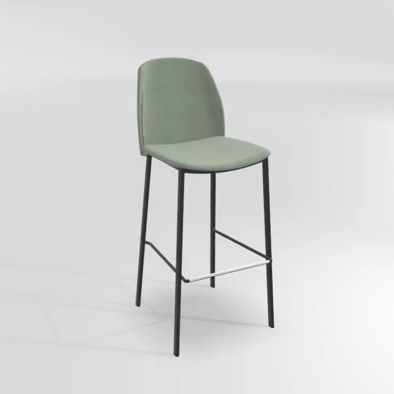 Olivia Tabouret de bar en tissu avec pieds métal