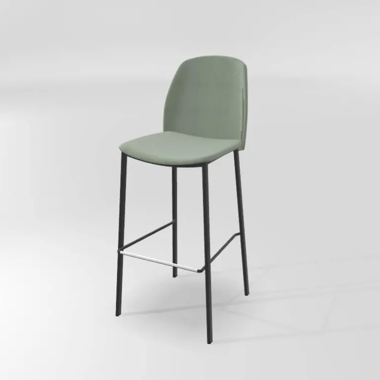 Olivia Tabouret de bar en tissu avec pieds métal