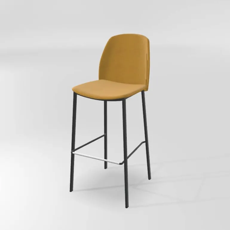 Olivia Tabouret de bar en tissu avec pieds métal