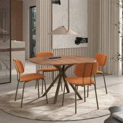 Onyx Table carrée avec bords arrondis et pied central design en métal