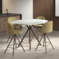 Onyx Table snack carrée avec bords arrondis en stratifié et pieds en métal