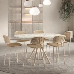 Onyx Table snack extensible carrée avec bords arrondis en stratifié et pieds métal