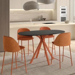 Onyx Table snack ovale en stratifié avec pieds en métal