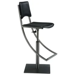 Ophélie Carrier® Tabouret réglable en métal et croûte de cuir