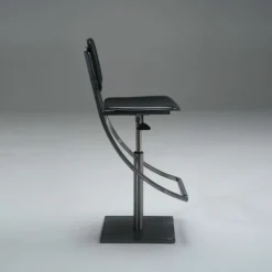 Ophélie Carrier® Tabouret réglable en métal et croûte de cuir