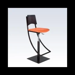 Ophélie Carrier® Tabouret réglable en métal et synthétique dossier bois wengé