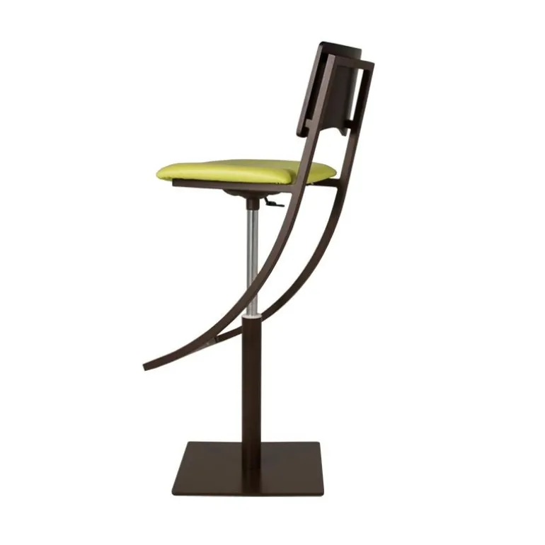 Ophélie Carrier® Tabouret réglable en métal et synthétique dossier bois wengé