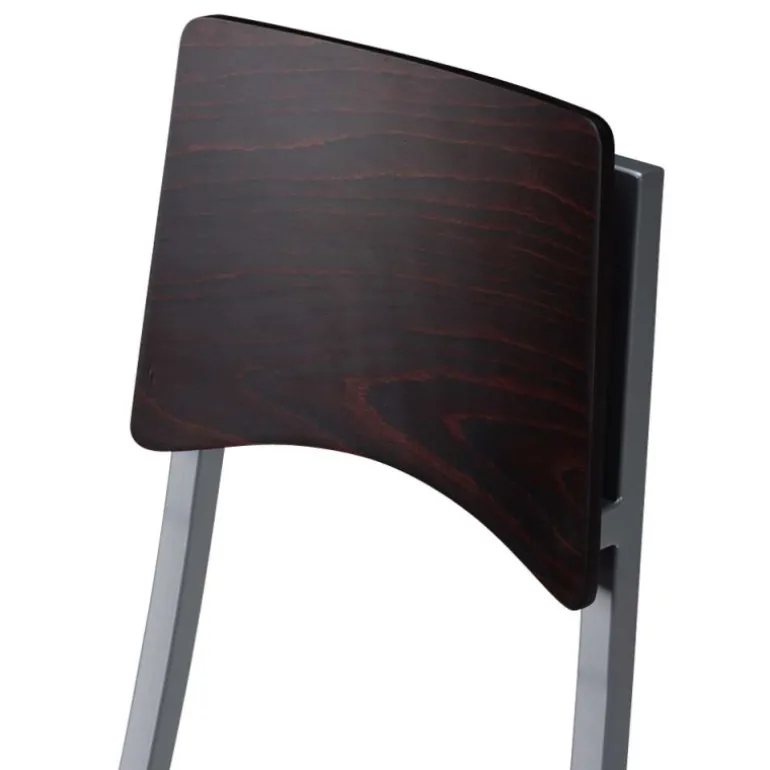 Ophélie Carrier® Tabouret réglable en métal et synthétique dossier bois wengé