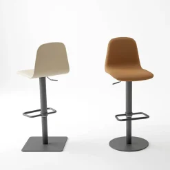 Orange Tabouret réglable en synthétique avec repose