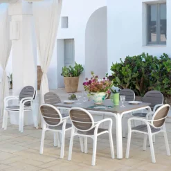 Palma Fauteuil de jardin en polypropylène coloris blanc et taupe