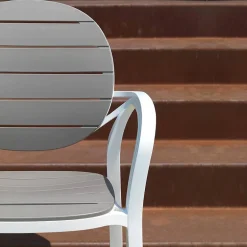 Palma Fauteuil de jardin en polypropylène coloris blanc et taupe